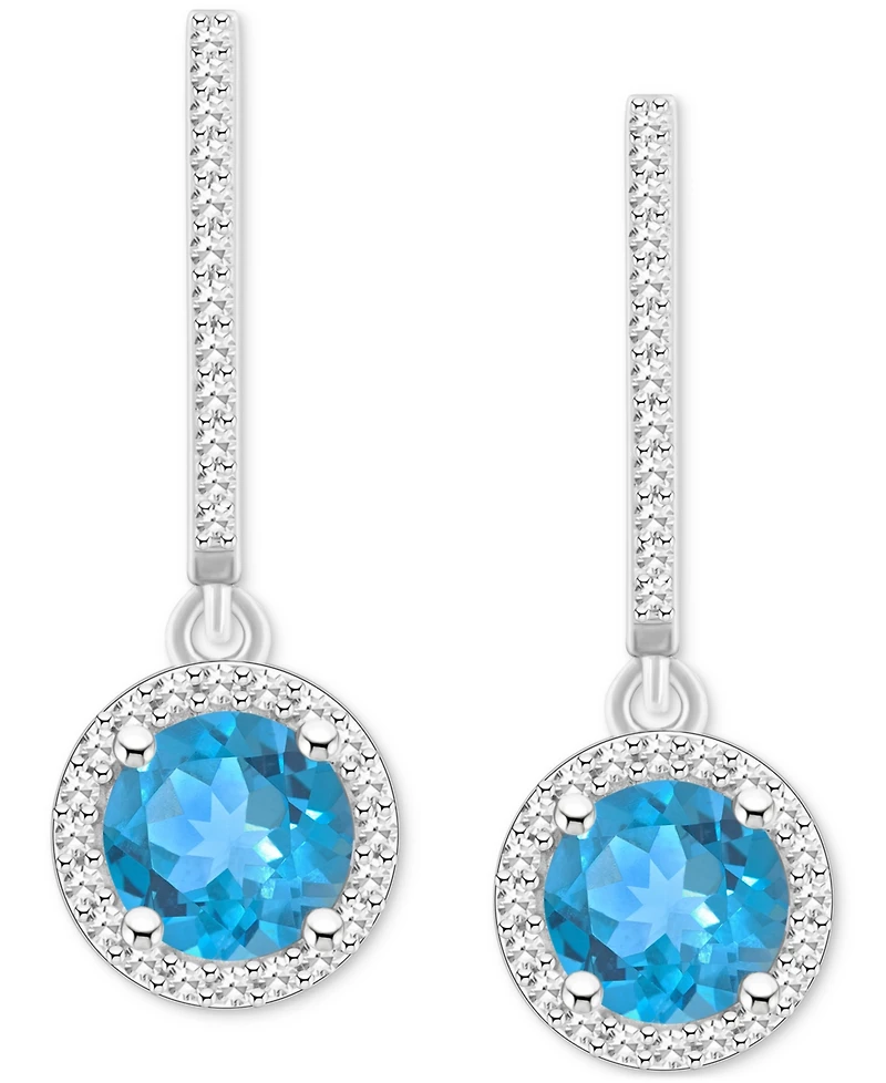 Rhodolite Garnet (2-1/5 ct. t.w.) & Diamond (1/3 Leverback Drop Earrings Sterling Silver (Also Opal, Blue Topaz, Amethyst, Peridot,