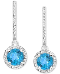 Rhodolite Garnet (2-1/5 ct. t.w.) & Diamond (1/3 Leverback Drop Earrings Sterling Silver (Also Opal, Blue Topaz, Amethyst, Peridot,