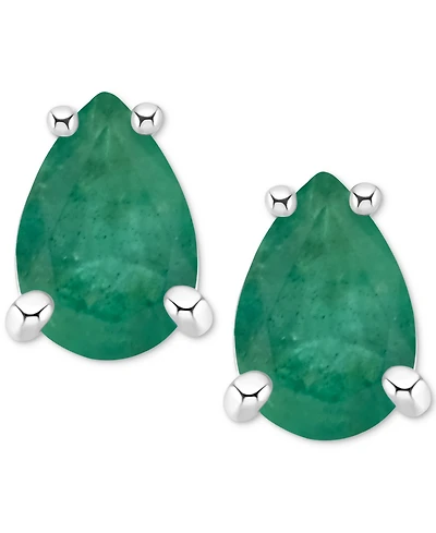 Sapphire Stud Earrings (1 ct. t.w.) 14k White Gold (Also Ruby & Emerald)