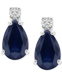 Sapphire (1-7/8 ct. t.w.) & Diamond Accent Stud Earrings 14k White Gold (Also Emerald Ruby)