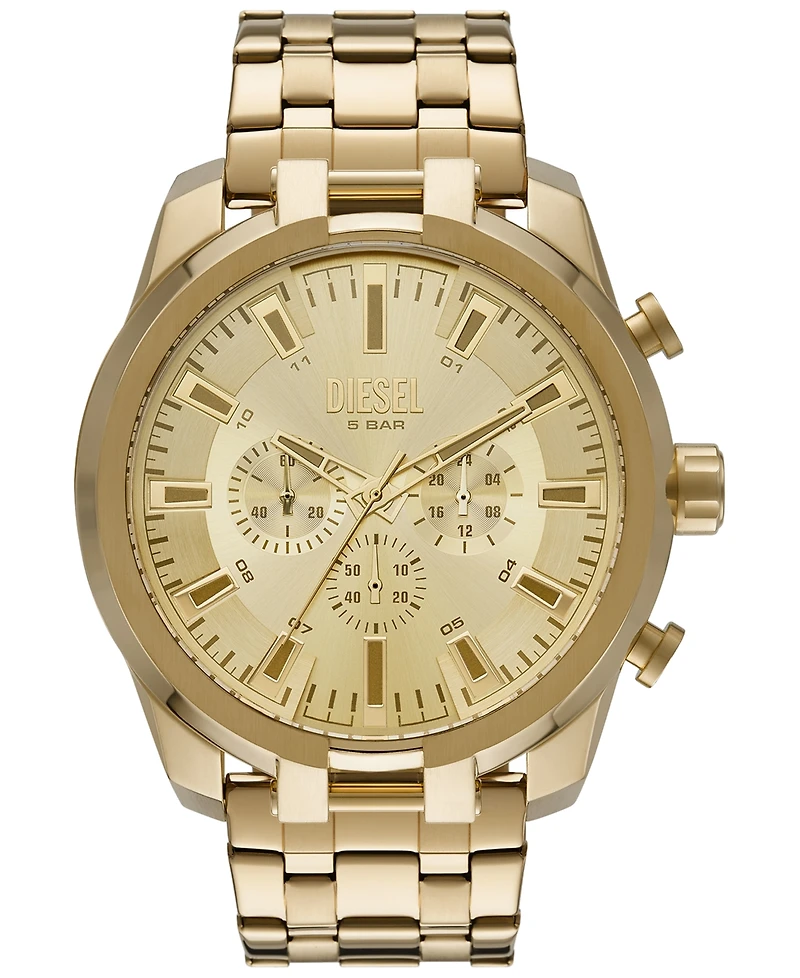 Diesel Men's Chronograph Split Gold-Tone Stainless Steel Bracelet Watch 51mm