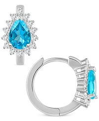 Amethyst (1-1/3 ct. t.w.) & White Topaz (1/3 Hoop Earrings Sterling Silver (Also Available Citrine, Rhodolite Garnet, Peridot, Blue