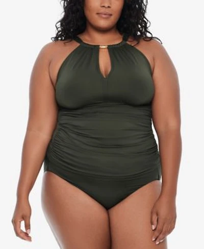 Lauren Ralph Lauren Plus Size High Neck Tankini Top Swim Bottom