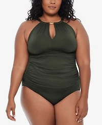 Lauren Ralph Lauren Plus Size High Neck Tankini Top Swim Bottom