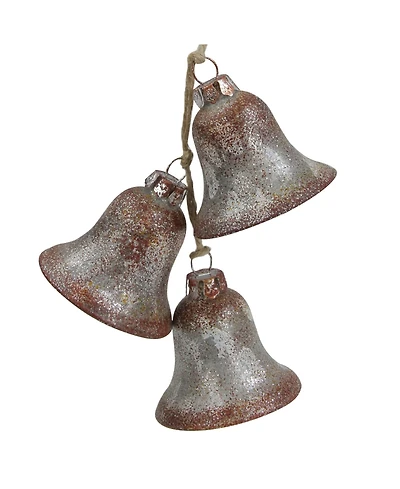 5" Silver and Brown String of Bells Glass Christmas Ornament