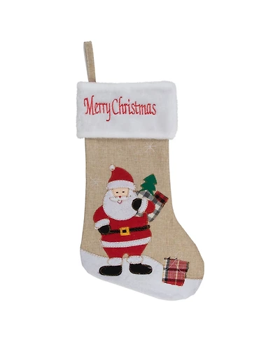 19" Burlap Merry Christmas Santa Christmas Stocking