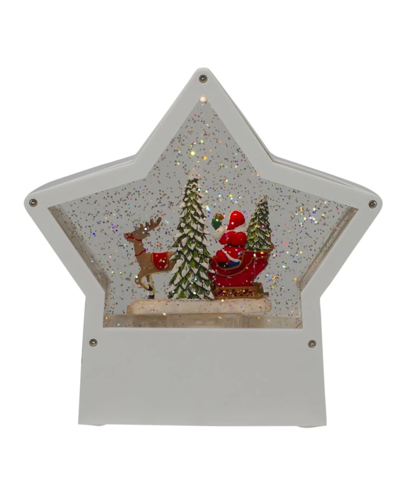 7" Star Christmas Snow Globe with Santa in Sleigh