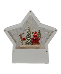 7" Star Christmas Snow Globe with Santa in Sleigh