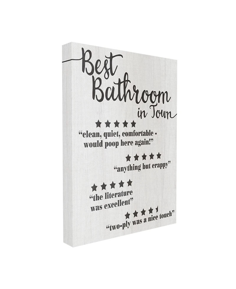 Stupell Industries Five Star Bathroom Funny Word Black and White Textured Design Stretched Canvas Wall Art, 16" x 20"