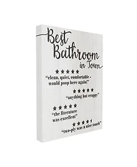 Stupell Industries Five Star Bathroom Funny Word Black and White Textured Design Stretched Canvas Wall Art, 16" x 20"