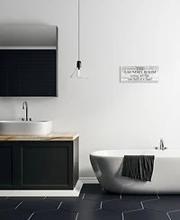 Stupell Industries Laundry Room Funny Word Bathroom Black and White Design Wall Plaque Art, 7" x 17"