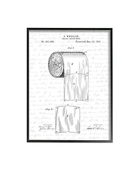 Stupell Industries Toilet Paper Roll Patent Black and White Bathroom Design Black Framed Giclee Texturized Art, 11" x 14"