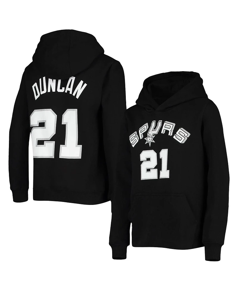 Big Boys Tim Duncan Black San Antonio Spurs Hardwood Classics Name and Number Pullover Hoodie