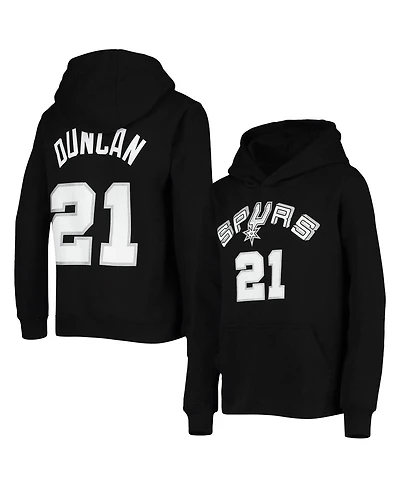 Big Boys Tim Duncan Black San Antonio Spurs Hardwood Classics Name and Number Pullover Hoodie
