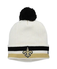 Big Boys White New Orleans Saints Retro Cuffed Knit Hat with Pom