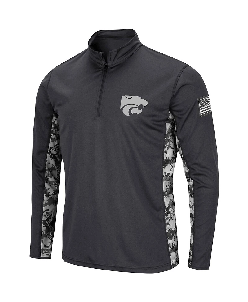 Men's Charcoal Kansas State Wildcats Oht Military-Inspired Appreciation Digi Camo Quarter-Zip Jacket