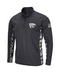 Men's Charcoal Kansas State Wildcats Oht Military-Inspired Appreciation Digi Camo Quarter-Zip Jacket