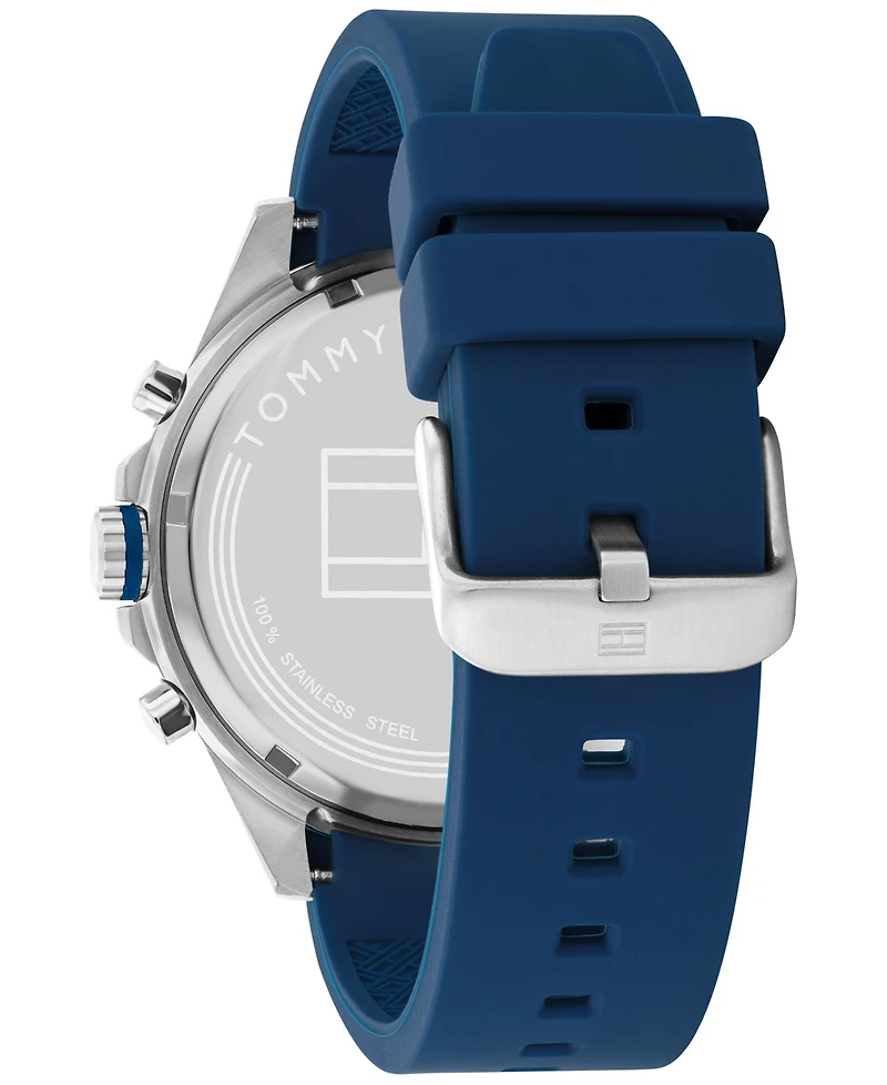Tommy Hilfiger Men's Blue Silicone Strap Watch 44mm