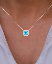 Cubic Zirconia Cushion Pendant Necklace, 18" + 2" extender (Also Nano Morganite)