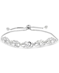 Cubic Zirconia Infinity Heart Bolo Bracelet in Sterling Silver