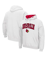 Men's Colosseum White Louisville Cardinals Arch and Logo 3.0 Pullover Hoodie