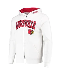 Men's Colosseum White Louisville Cardinals Arch and Logo 3.0 Full-Zip Hoodie