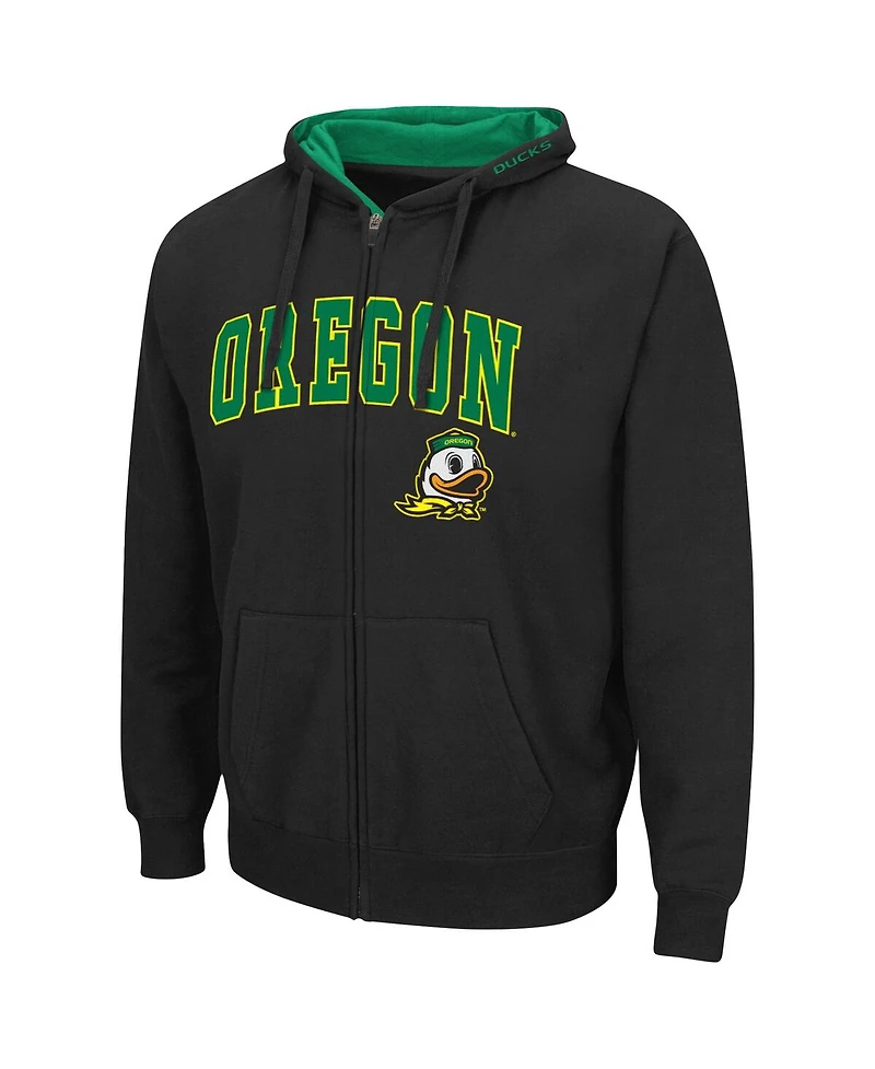 Men's Colosseum Black Oregon Ducks Arch and Logo 3.0 Full-Zip Hoodie