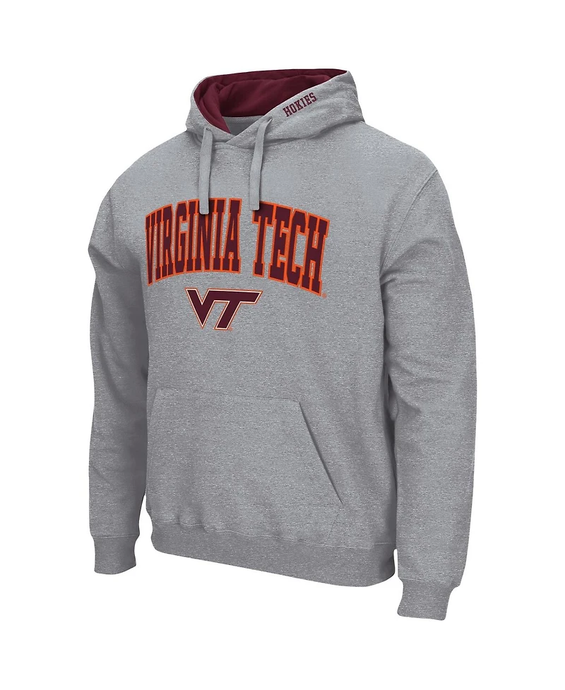 Men's Colosseum Heathered Gray Virginia Tech Hokies Arch and Logo 3.0 Pullover Hoodie