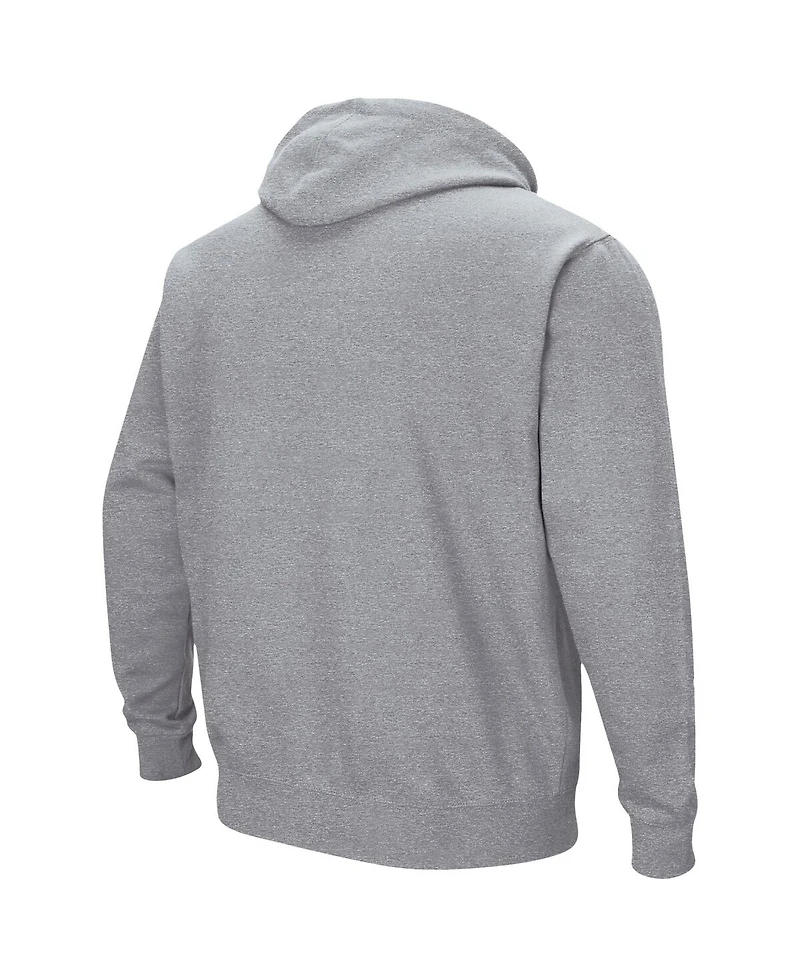 Men's Colosseum Heathered Gray Louisville Cardinals Arch and Logo 3.0 Pullover Hoodie