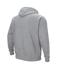 Men's Colosseum Heathered Gray Louisville Cardinals Arch and Logo 3.0 Pullover Hoodie