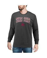 Men's Colosseum Charcoal Texas State Bobcats Arch and Logo Crew Neck Sweatshirt