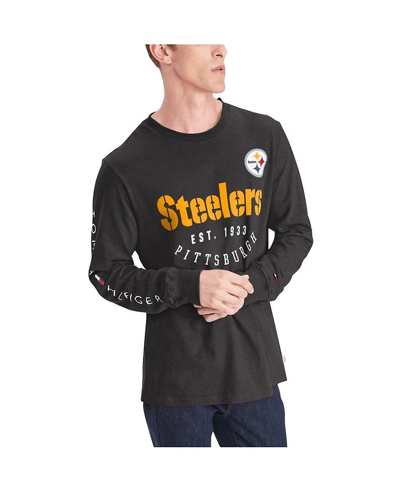 Men's Tommy Hilfiger Black Pittsburgh Steelers Peter Long Sleeve T-shirt