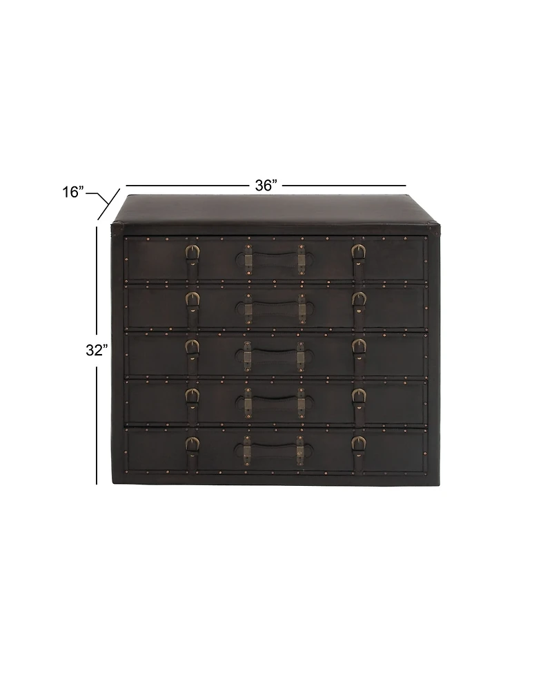 Faux Leather and Wood Traditional Chest