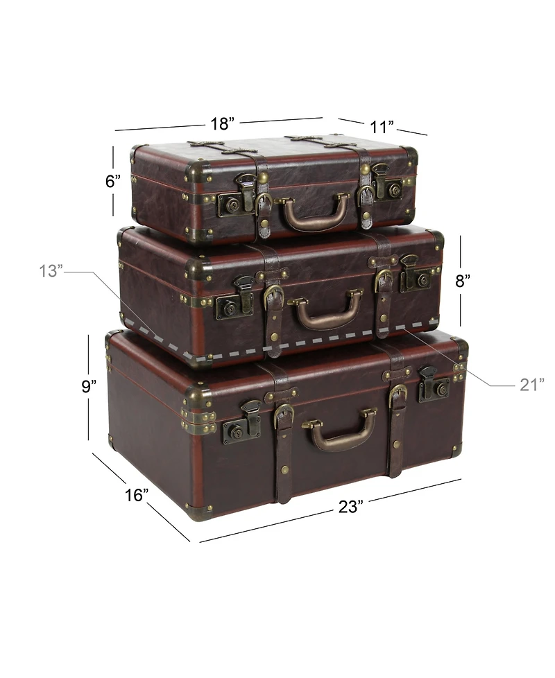 Leather Retro Trunk, Set of 3