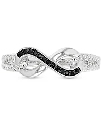 Black Spinel Infinity Ring (1/10 ct. t.w.) Sterling Silver & Rhodium-Plate
