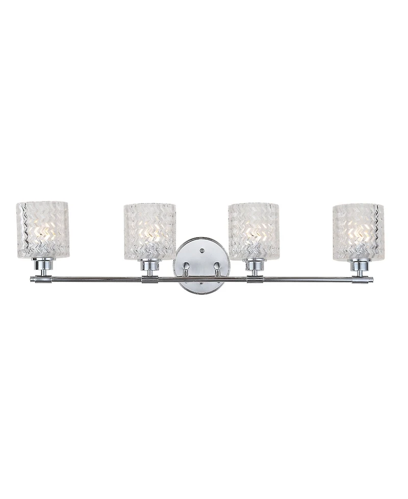Spaulding Vintage-like 4-Light Pattern Glass Farmhouse Cottage Led Vanity Light