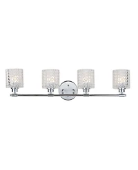 Spaulding Vintage-like 4-Light Pattern Glass Farmhouse Cottage Led Vanity Light