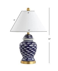 School Of Fish 22" Ginger Jar Ceramic, Led Table Lamp