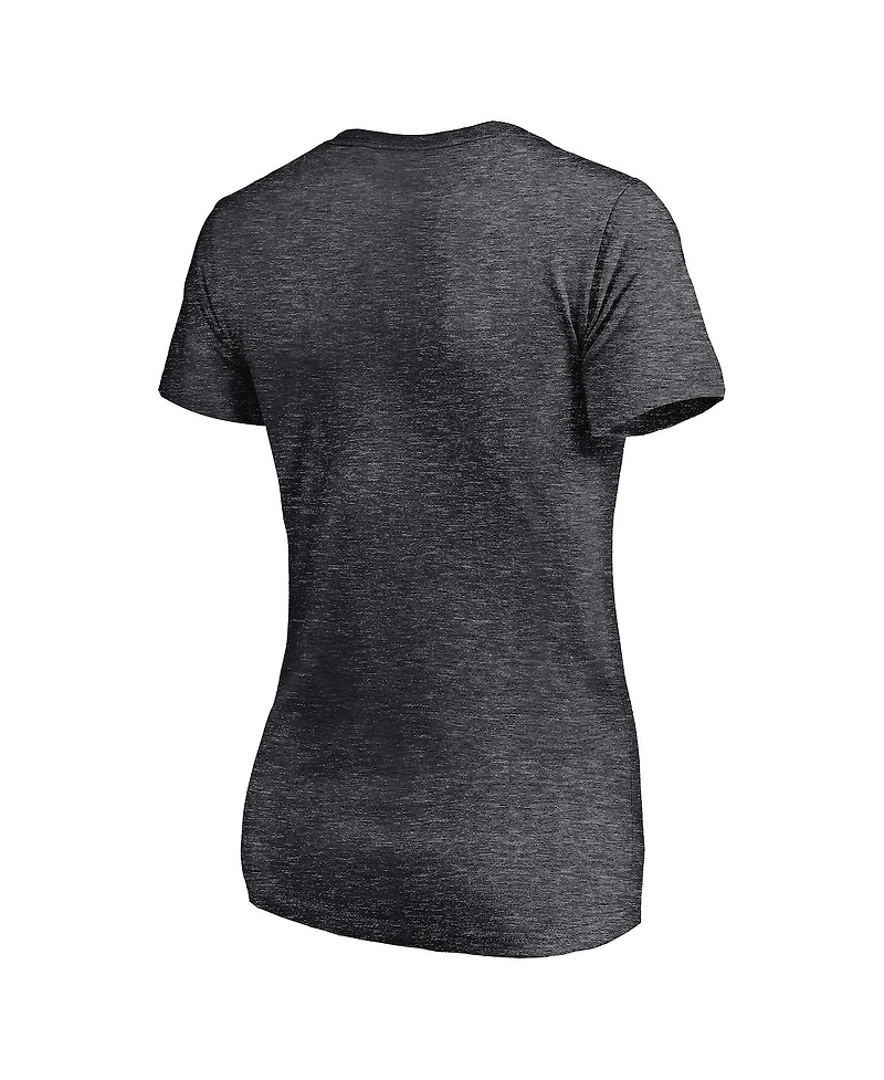 Women's Heathered Charcoal Atlanta Braves 2021 National League Champions Locker Room Plus Size V-Neck T-shirt