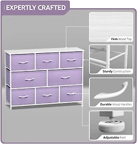 Sorbus 8 Drawers Wide Dresser - Organizer Unit with Steel Frame Wood Top and