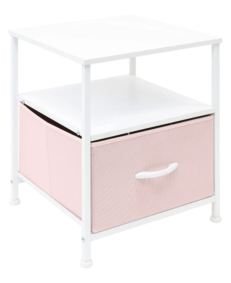 Sorbus 1 Drawers Nightstand with Shelf - Steel Frame, Wood Top & Easy Pull Fabric Bins - Perfect for Home, Bedroom, Office & College Dorm