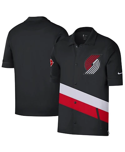 Men's Nike Black, Red Portland Trail Blazers 2021/22 City Edition Therma Flex Showtime Short Sleeve Full-Snap Collar Jacket