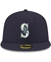 Men's New Era Navy Seattle Mariners Logo White 59FIFTY Fitted Hat