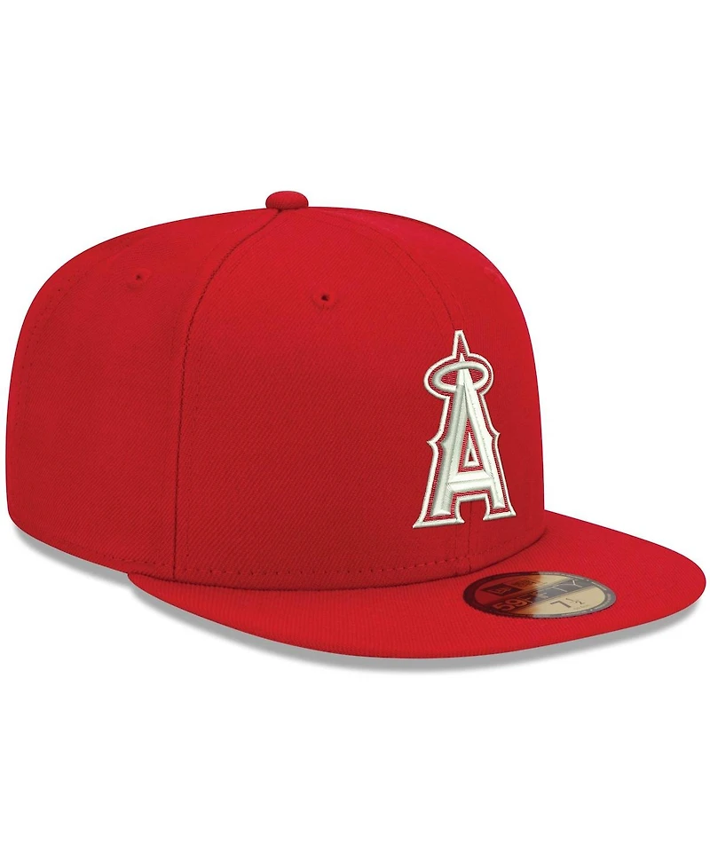 Men's New Era Red Los Angeles Angels Logo White 59FIFTY Fitted Hat