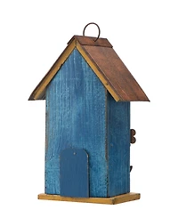 Glitzhome 10.25" Retro Birdhouse with 3D Flowers