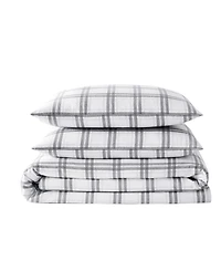 London Fog Plaid Flannel 3-Pc. Duvet Cover Set, King