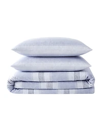 London Fog Stripe Flannel 3-Pc. Duvet Cover Set