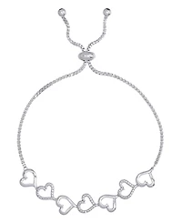 Diamond Accent Open Heart Link Adjustable Bolo Bracelet