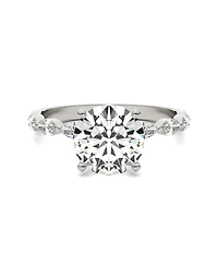 Moissanite Accented Solitaire Engagement Ring (2-1/2 Carat Total Weight Diamond Equivalent) 14K White Gold
