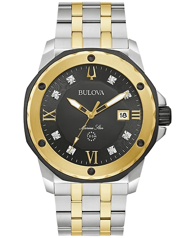 Bulova Men's Marine Star Diamond Accent Two-Tone Stainless Steel Bracelet Watch 44mm